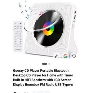 Gueray CD Player Portable Bluetooth Desktop for Home - White